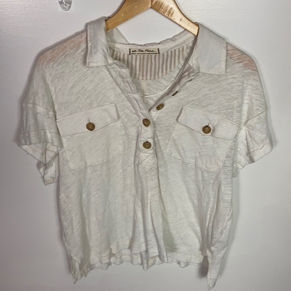 𝅺free People collared top with pockets - Picture 1 of 4